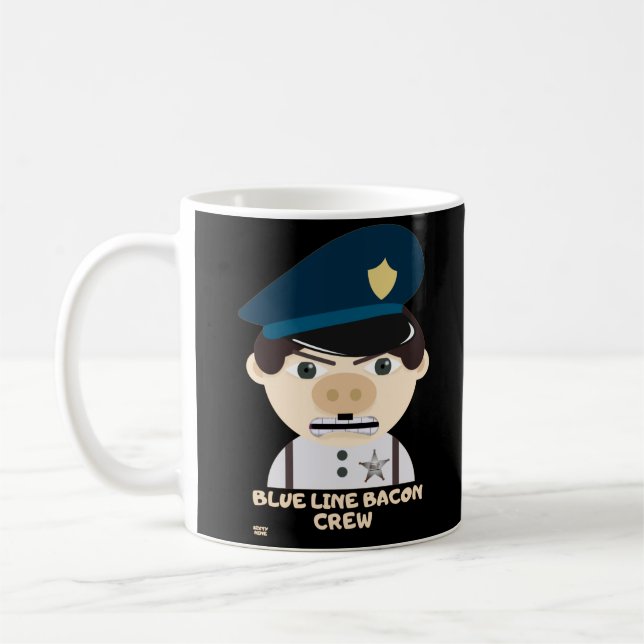 "BLUE LINE BACON CREW" lustig polis Kaffemugg (Vänster)