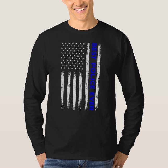 Blue Line Bästa polisen någonsin med amerikansk Fl T Shirt (Framsida)