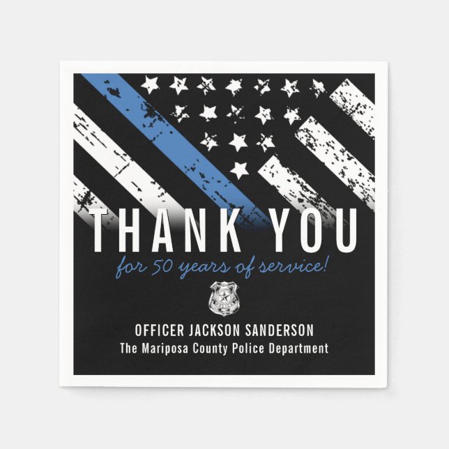 Blue Line Flagga för polisens Pension-årsdag Pappersservett (Framsidan)