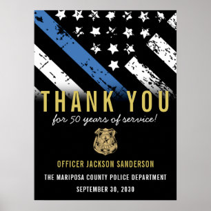 Blue Line Flagga för polisens Pension-årsdag Poster