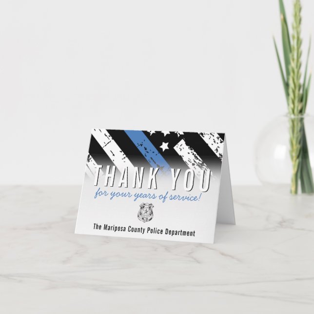 Blue Line Flagga för polisens Pension-årsdag Tack Kort (Framsida)