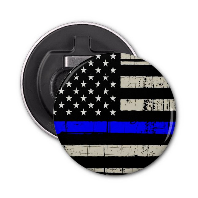 Blue Line Flagga Poilice Support American Flasköppnare (Framsidan)