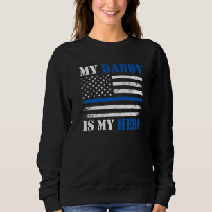 Blue Line Flagga Polischef Pappa My Hero Pol T Shirt