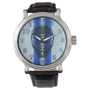 Blue Line Goalie Mask Hockey Wrist Watch Armbandsur