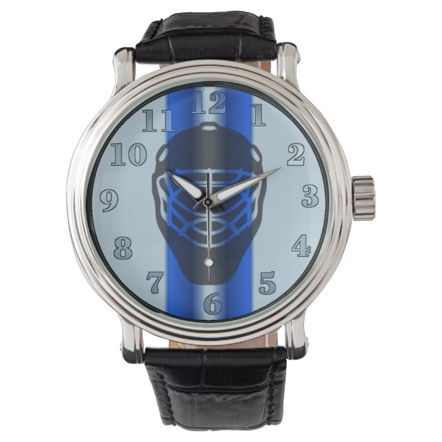 Blue Line Goalie Mask Hockey Wrist Watch Armbandsur (Framsida)