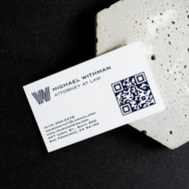 BLUE LINE MONOGRAM  MASCULINE QR LAWYER ACCOUNTANT VISITKORT