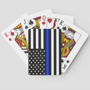 Blue LIne Polisassistent Flagga Casinokort