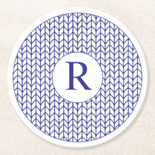 BLUE LINE STICKA Round Papper Underlägg + Initial Rund