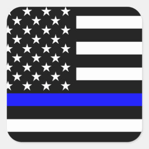 Blue Line US-Flagga Fyrkantigt Klistermärke
