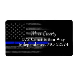 BLUE LINE Vintage American Flagga Label Fraktsedel