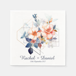 Blue Lines&Flowers: Wedding Napkins Pappersservett