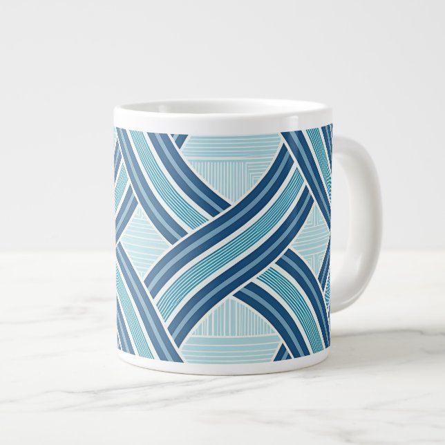 Blue Lines Pattern Jumbo Mugg (Framsida höger)