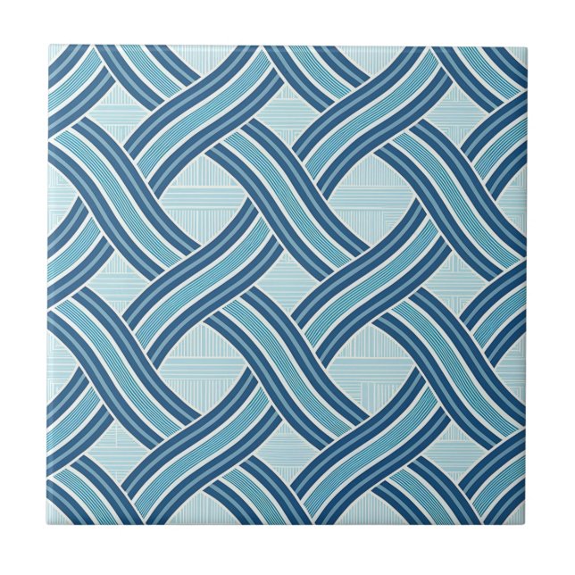 Blue Lines Pattern Kakelplatta (Framsidan)