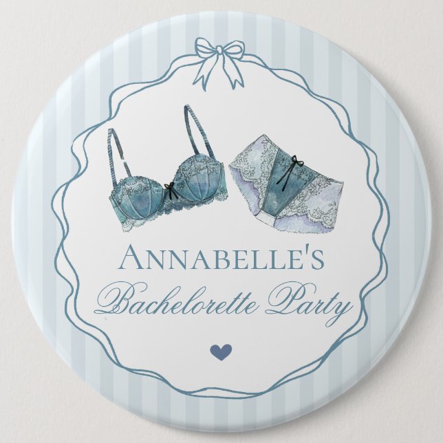 Blue Lingerie Shower Bachelorette Party Favor Knapp (Framsida)