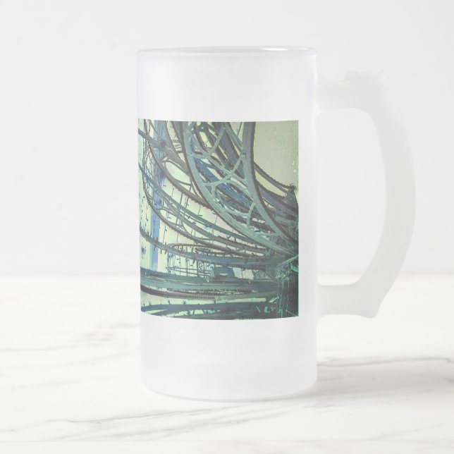 Blue linjer frostat ölglas (Höger)