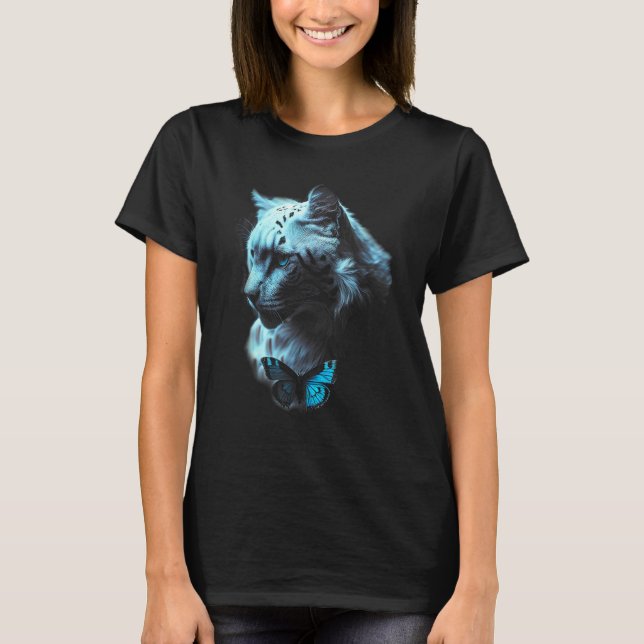 Blue Lion Blue eyes Big Cat T Shirt (Framsida)