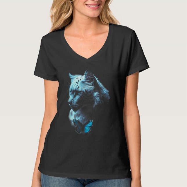 Blue Lion Blue eyes Big Cat T Shirt (Framsida)