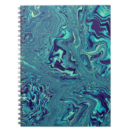 Blue Liquid Marble Abstract Pattern Anteckningsbok