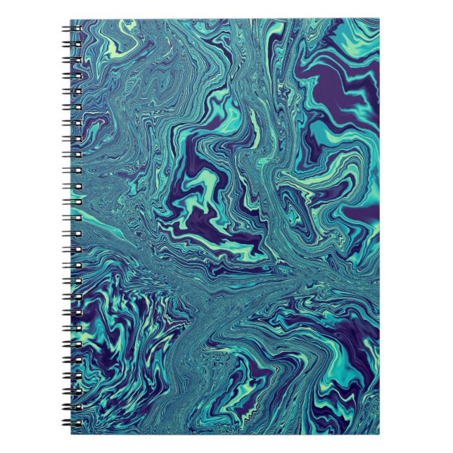 Blue Liquid Marble Abstract Pattern Anteckningsbok (Framsidan)