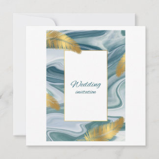 Blue Liquid Marble Wedding Invitation | Premium El Inbjudningar