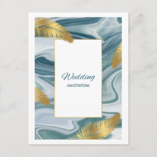 Blue Liquid Marble Wedding Invitation | Premium El Vykort