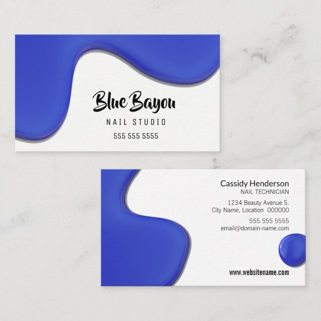 Blue Liquid Nail Salon Visitkort (Fram/baksida)