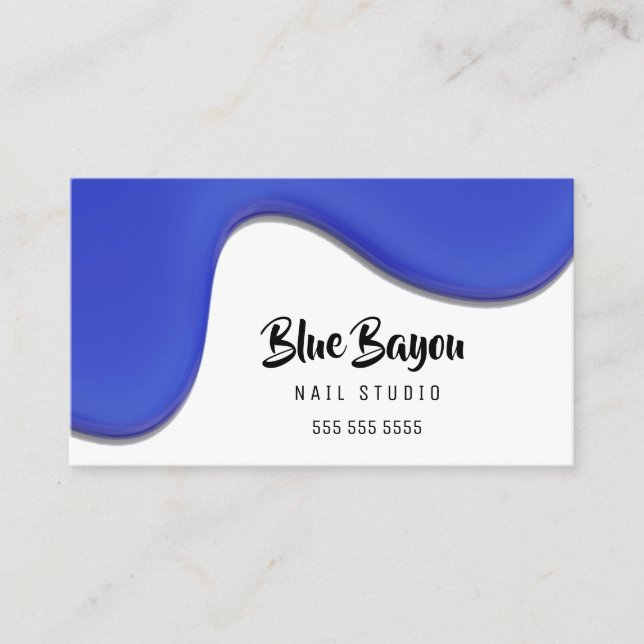 Blue Liquid Nail Salon Visitkort (Framsida)