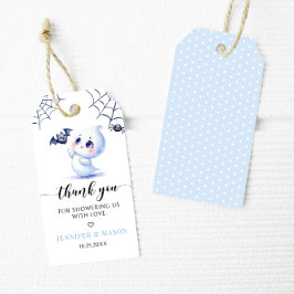 Blue Little Boo Baby Ghost Boy Shower Tack Presentetikett