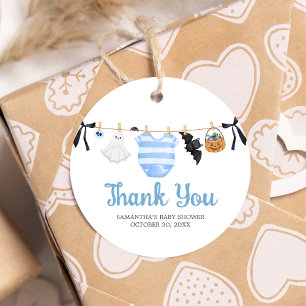 Blue Little Boo Baby Shower Round Gåvor Etiketter