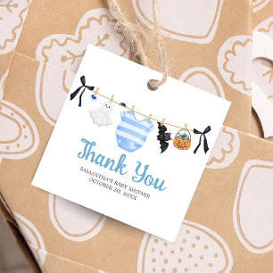 Blue Little Boo Baby Shower Square Gåvor Etiketter