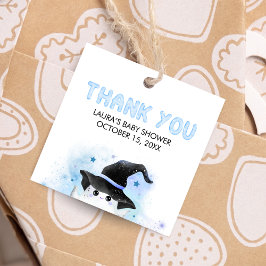 Blue Little Boo Ghost Witch Baby Shower Square Gåvor Etiketter