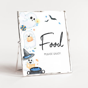 Blue Little Boo Halloween Baby Shower Food Poster