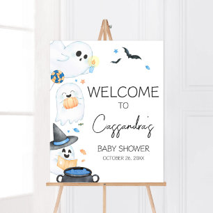 Blue Little Boo Halloween Baby Shower Välkommen Poster