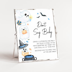 Blue Little Boo Halloween Säg inte Baby Poster