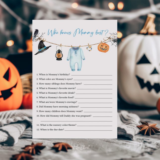 Blue Little Boo Halloween som känner Mamma Best Ga (Halloween Baby Clothes Baby Shower Who knows Mommy Best Game)
