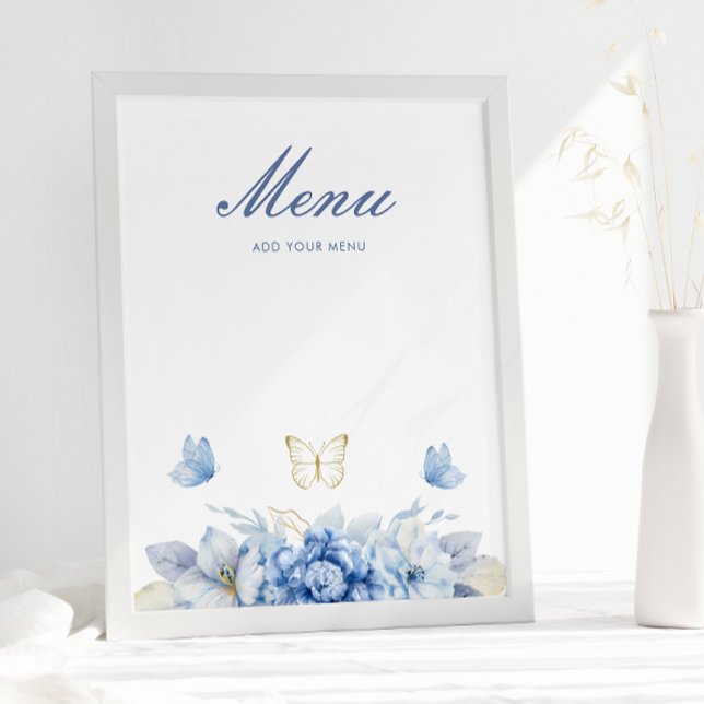 Blue Little Butterfly Boy Baby Shower Menu Poster (Skapare uppladdad)