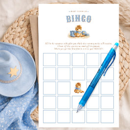 Blue Little Cowboy Baby Boy Shower Bingo Game