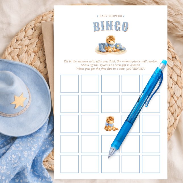 Blue Little Cowboy Baby Boy Shower Bingo Game (Skapare uppladdad)