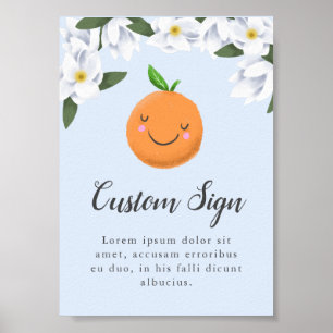 Blue Little Cutie Blommigt Baby Shower-skylt Poster