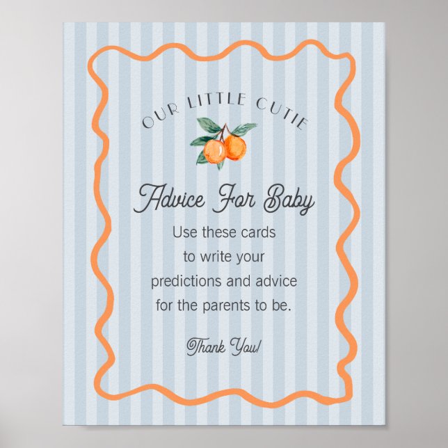Blue Little Cutie Citrus Shower Advice for Baby Poster (Framsidan)