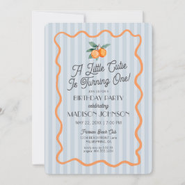 Blue Little Cutie Pastel Citrus Theme Birthday Inbjudningar
