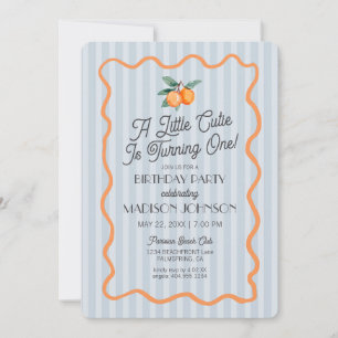 Blue Little Cutie Pastel Citrus Theme Birthday Inbjudningar