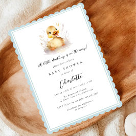 Blue Little Duckling Baby Shower Inbjudningar