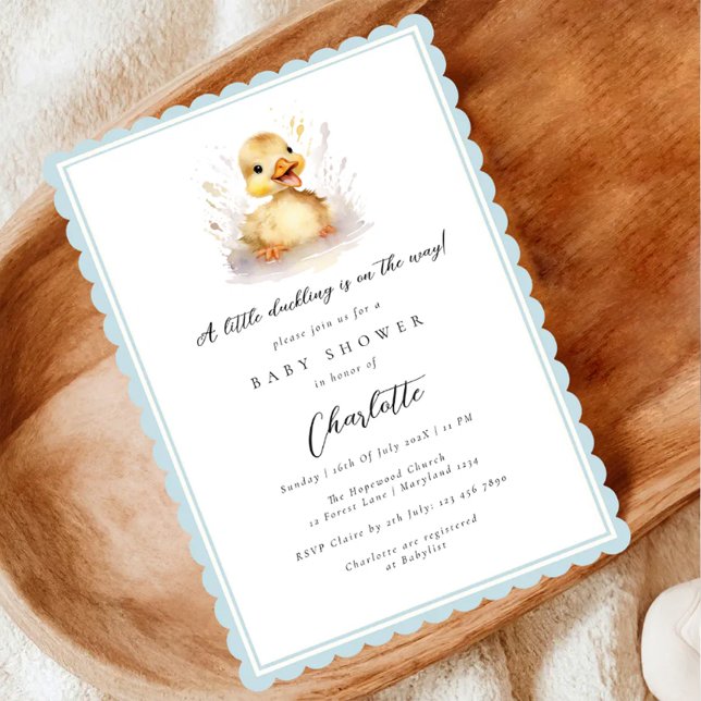 Blue Little Duckling Baby Shower Inbjudningar (Skapare uppladdad)