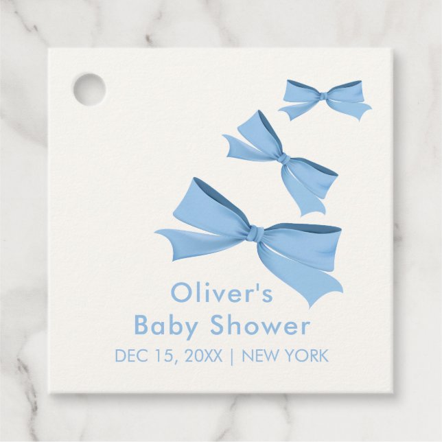 Blue Little Flies Bow Boy Shower Gåvor Etiketter (Framsida)