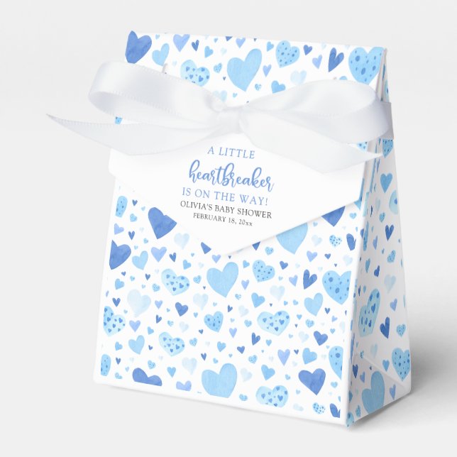 Blue Little Heartbrytare Valentine Baby Shower Presentaskar (Framsidan Sidan)