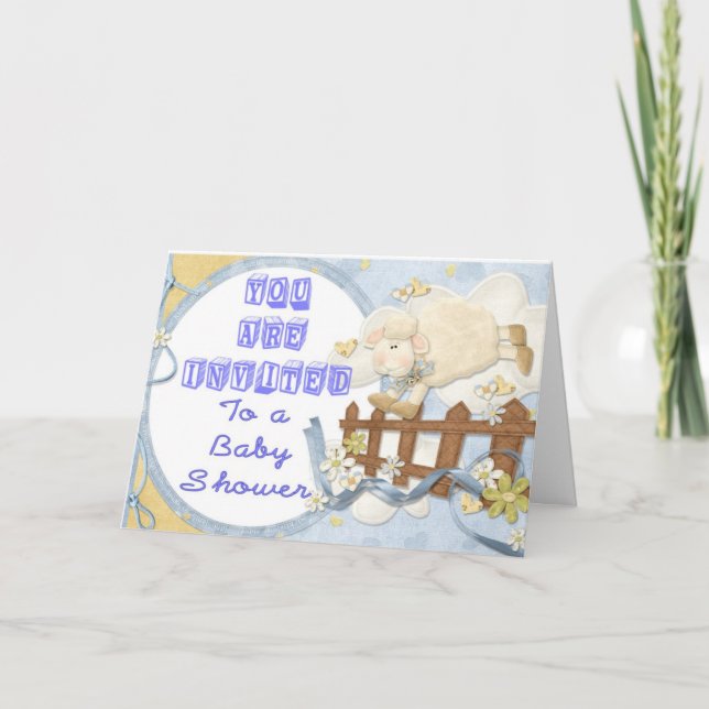 Blue Little Lamb - inbjudan till babyvisningsprogr (Framsida)