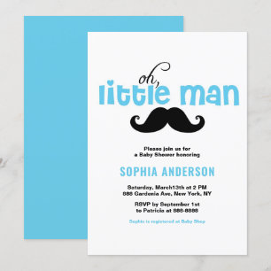 Blue Little Man Mustache Baby Shower-inbjudan Inbjudningar