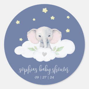 Blue Little Peanut Boy Elephant Baby Shower Runt Klistermärke