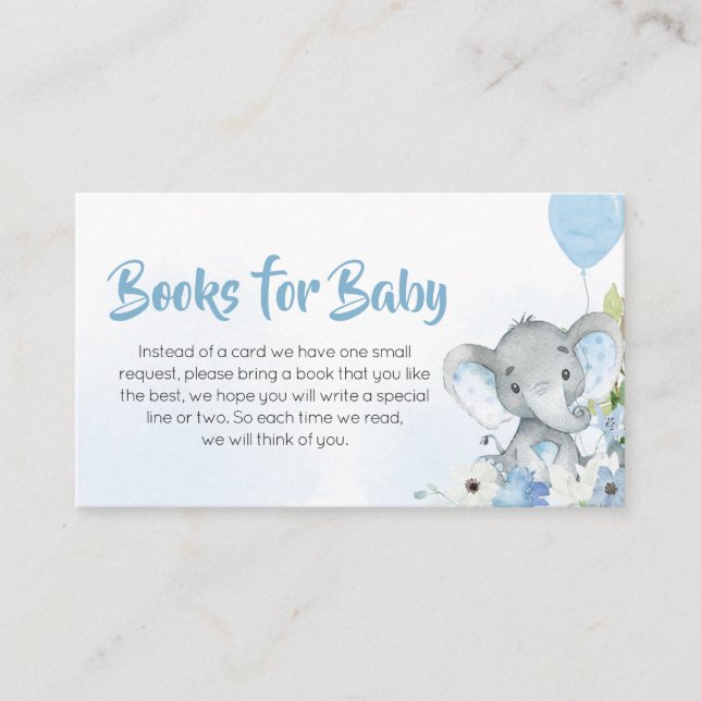 Blue Little Peanut Elephant Bokar för Baby Tilläggskort (Framsida)